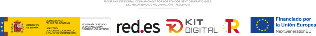Logos de programa de digitalización red.es, Kit Digital y financiación europea NextGenerationEU